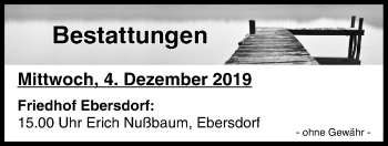 Anzeige von Bestattungen vom 04.12.2019 von MGO