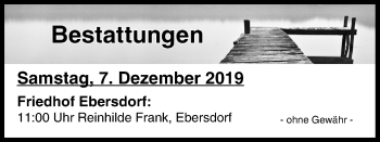 Anzeige von Bestattungen vom 07.12.2019 von MGO