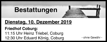 Anzeige von Bestattungen vom 10.12.2019 von MGO