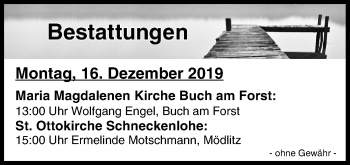 Anzeige von Bestattungen vom 16.12.2019 von MGO