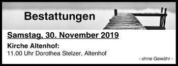Anzeige von Bestattungen vom 30.11.2019 von MGO