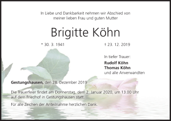 Anzeige von Brigitte Köhn von MGO