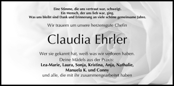 Anzeige von Claudia Ehrler von MGO