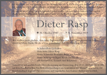 Anzeige von Dieter Rasp von MGO