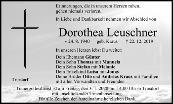 Anzeige von Dorothea Leuschner von MGO