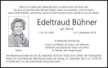 Anzeige von Edeltraud Bühner von MGO