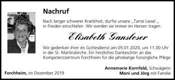 Anzeige von Elisabeth Gansloser von MGO