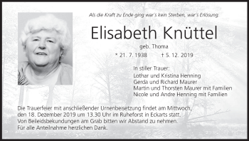 Anzeige von Elisabeth Knüttel von MGO