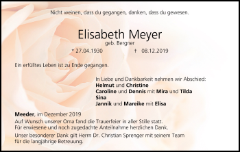 Anzeige von Elisabeth Meyer von MGO