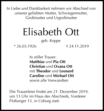Anzeige von Elisabeth Ott von MGO