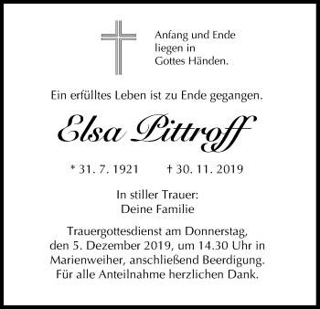 Anzeige von Elsa Pittroff von MGO