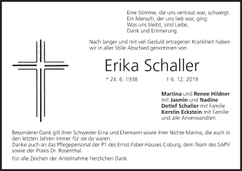 Anzeige von Erika Schaller von MGO