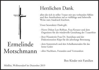 Anzeige von Ermelinde Motschmann von MGO