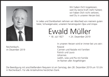 Anzeige von Ewald Müller von MGO