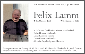 Anzeige von Felix Lamm von MGO