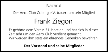 Anzeige von Frank Ziegon von MGO