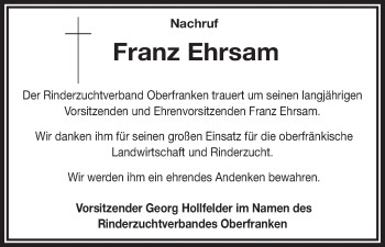 Anzeige von Franz Ehrsam von MGO