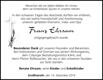 Anzeige von Franz Ehrsam von MGO