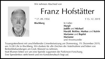 Anzeige von Franz Hofstätter von MGO