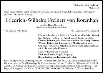 Anzeige von Friedrich-Wilhelm Wilhelm von Rotenhan von MGO