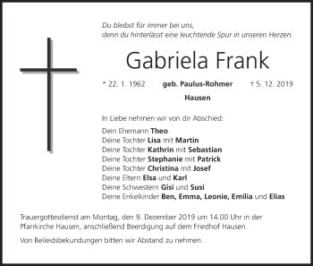 Anzeige von Gabriela Frank von MGO