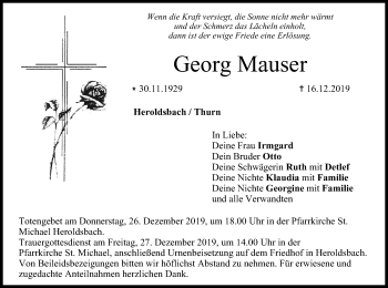 Anzeige von Georg Mauser von MGO