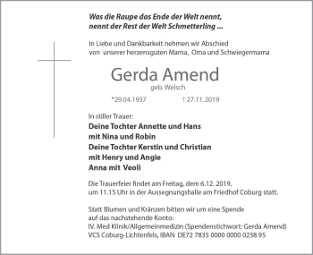 Anzeige von Gerda Amend von MGO