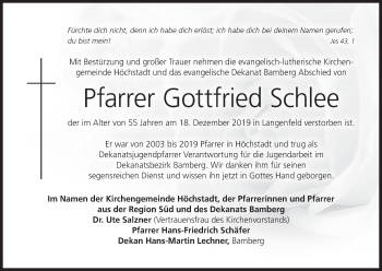 Anzeige von Gottfried Schlee von MGO