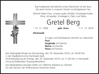 Anzeige von Gretel Berg von MGO