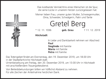 Anzeige von Gretel Berg von MGO