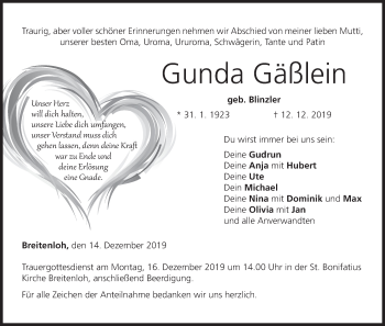 Anzeige von Gunda Gäßlein von MGO