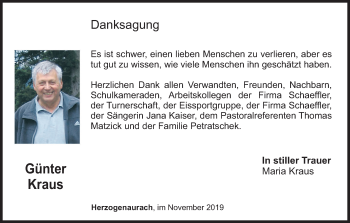 Anzeige von Günter Kraus von MGO