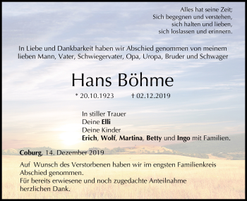 Anzeige von Hans Böhme von MGO