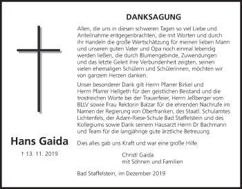 Anzeige von Hans Gaida von MGO