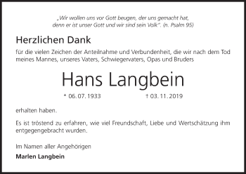 Anzeige von Hans Langbein von MGO