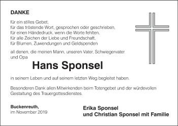 Anzeige von Hans Sponsel von MGO