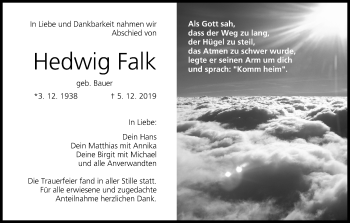 Anzeige von Hedwig Falk von MGO