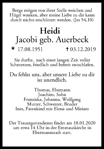 Anzeige von Heidi Jacobi von MGO