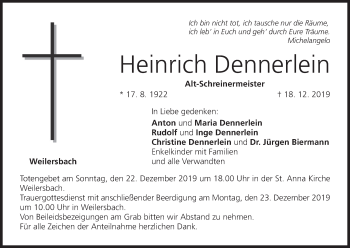 Anzeige von Heinrich Dennerlein von MGO