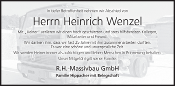 Anzeige von Heinrich Wenzel von MGO