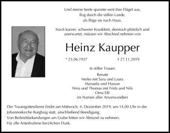 Anzeige von Heinz Kaupper von MGO