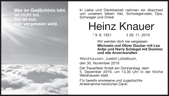 Anzeige von Heinz Knauer von MGO