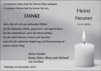 Anzeige von Heinz Neuner von MGO