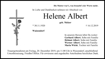 Anzeige von Helene Albert von MGO