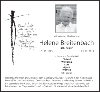 Anzeige von Helene Breitenbach von MGO