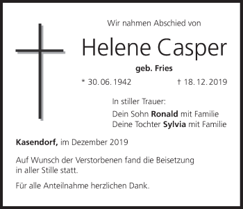 Anzeige von Helene Casper von MGO