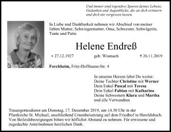 Anzeige von Helene Endreß von MGO