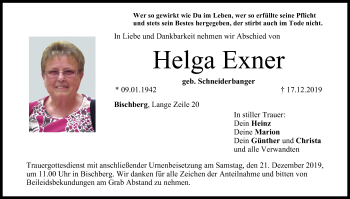 Anzeige von Helga Exner von MGO