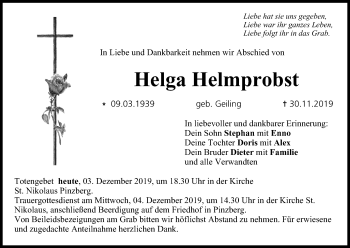 Anzeige von Helga Helmprobst von MGO