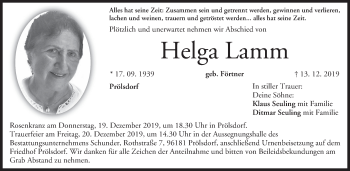 Anzeige von Helga Lamm von MGO